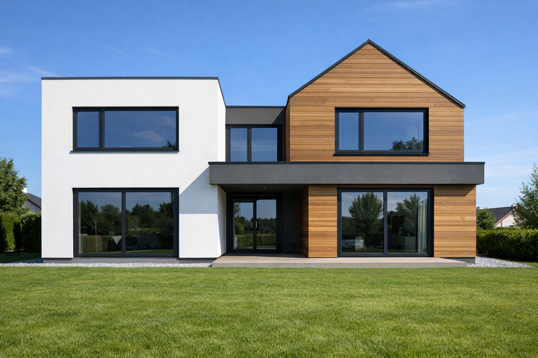 Realizacja – okna Iglo Energy w antracycie, dom w regionie Nowogardu